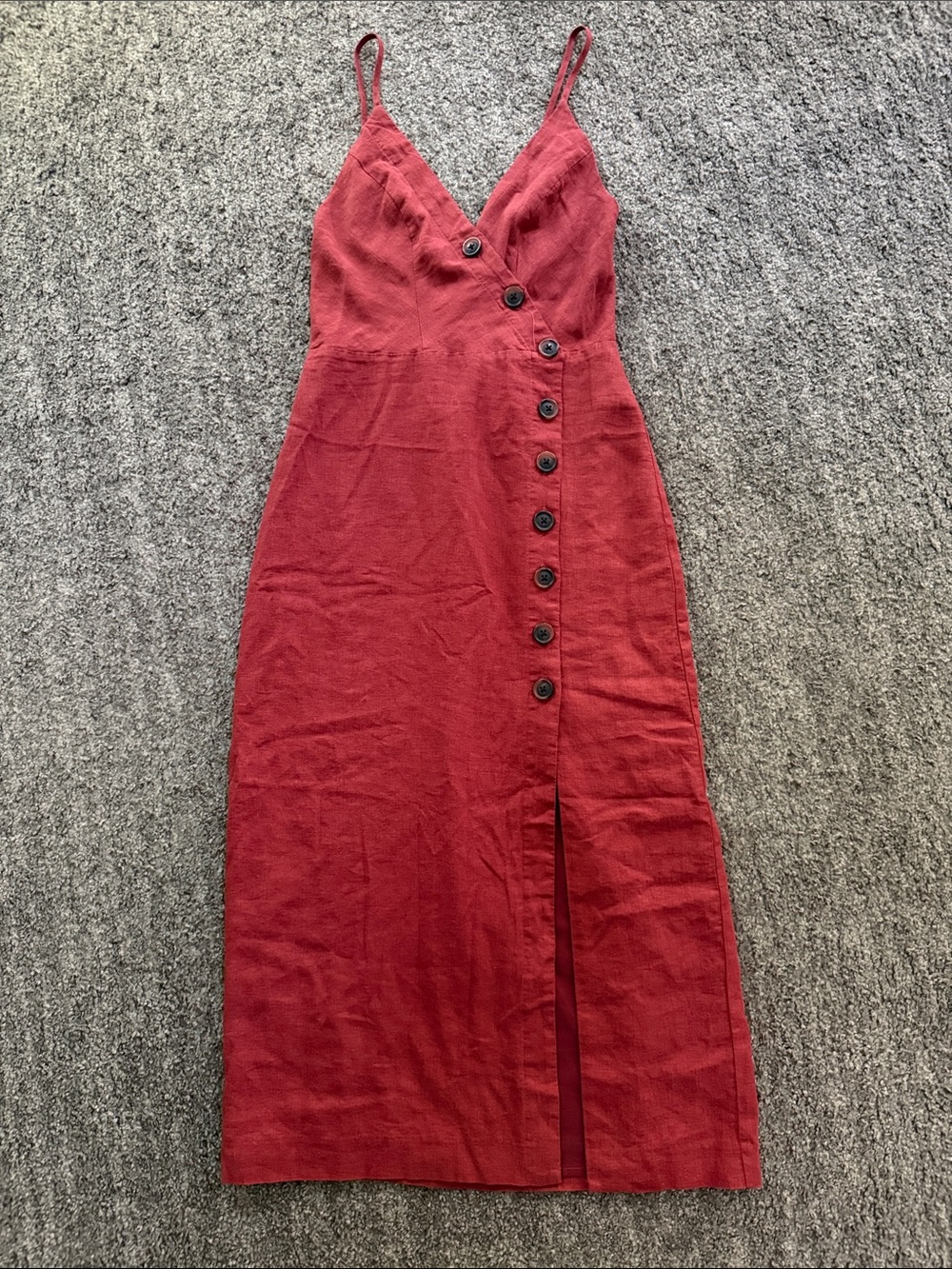 Urban Outfitters Rust Red Button-Front Midi Dress